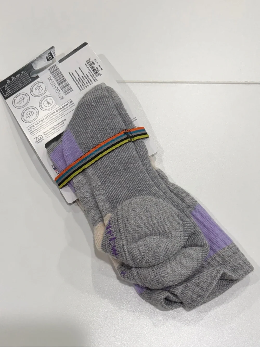 SmartWool Women's XL Everyday Barnsley Sweater Socks Grey Purple NWT Stripes